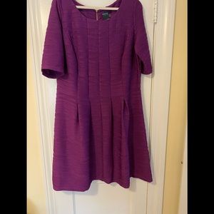 Gabby Skye Textured Purple Fit-and-Flare Dress